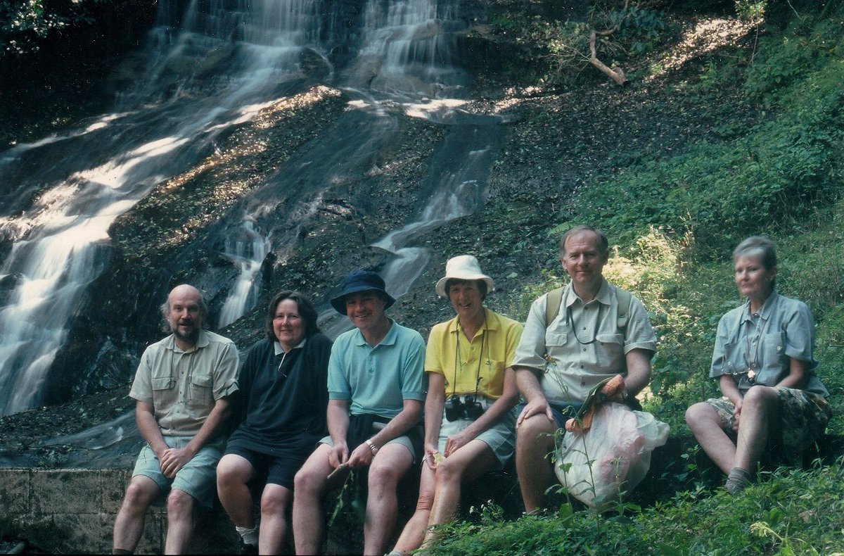 The Tree Society at the Excelsior Falls in the Vumba.<br /><br />From left to right: Werner Fibeck, Linda Hyde, Andy MacNaughtan, Rose Greig, Mark Hyde and Maureen Silva-Jones. The Tree Society at the Excelsior Falls in the Vumba.<br /><br />From left to right: Werner Fibeck, Linda Hyde, Andy MacNaughtan, Rose Greig, Mark Hyde and Maureen Silva-Jones.